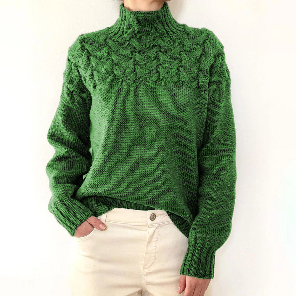 Damen Rollkragenpullover elegant zum Layern in Grün
