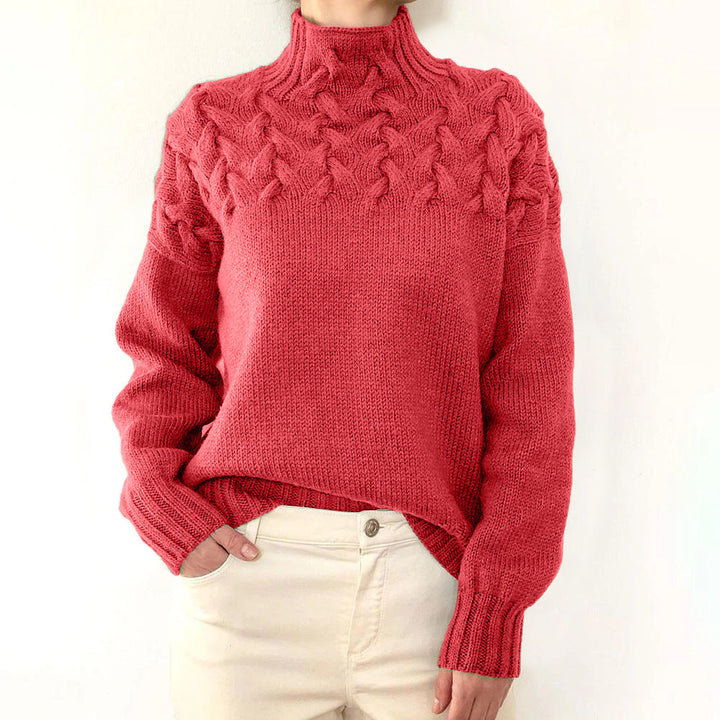 Damen Rollkragenpullover elegant zum Layern in Hellrot