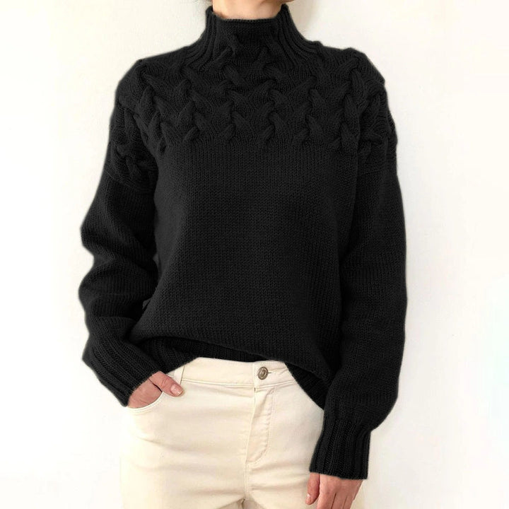 Damen Rollkragenpullover elegant zum Layern in Schwarz