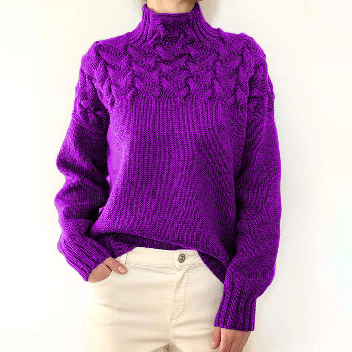 Damen Rollkragenpullover elegant zum Layern in Violett