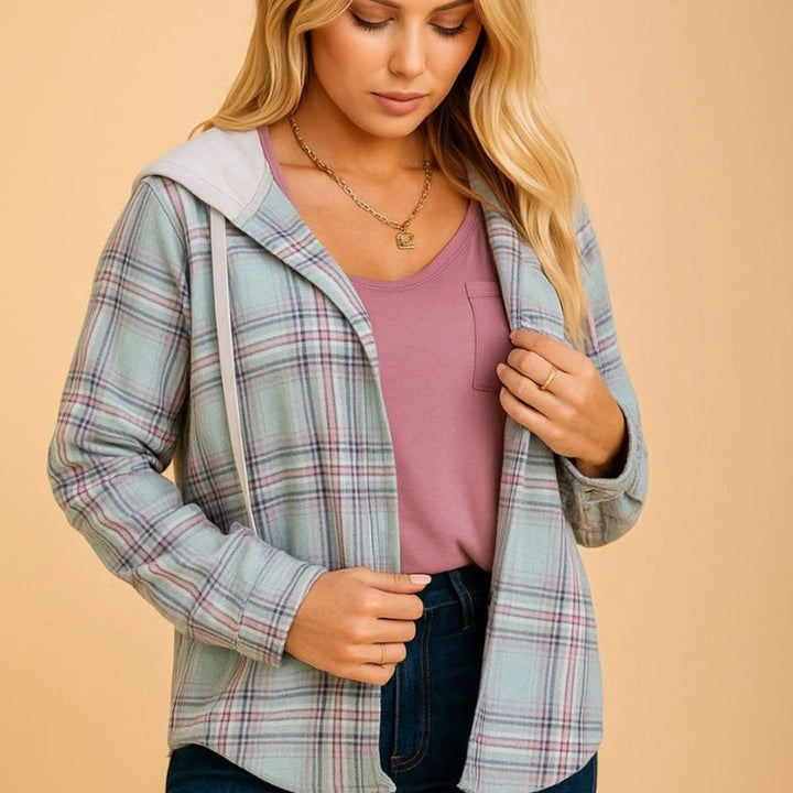 Damen Seidenbluse elegant im Kapuzen-Look (6)