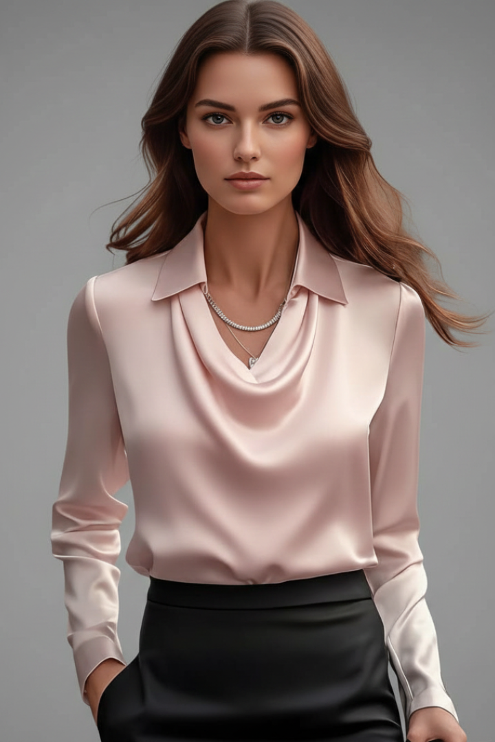 Damen Seidenbluse elegant zum Alltag in Rosa