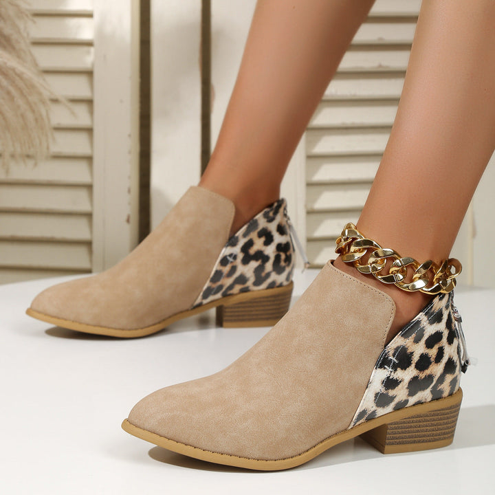 Damen Statement Stiefeletten im Tierdruck-Stil in Khaki