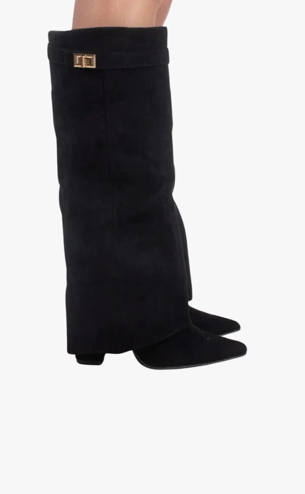 Damen Stiefel elegant mit Spitzkappe und Blockabsatz