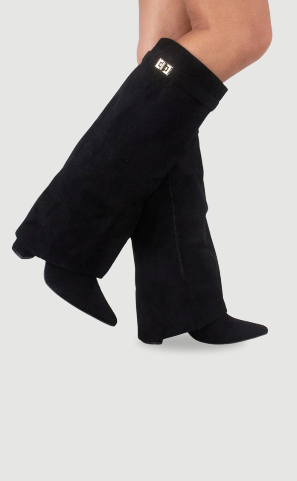 Damen Stiefel elegant mit Spitzkappe und Blockabsatz (16)