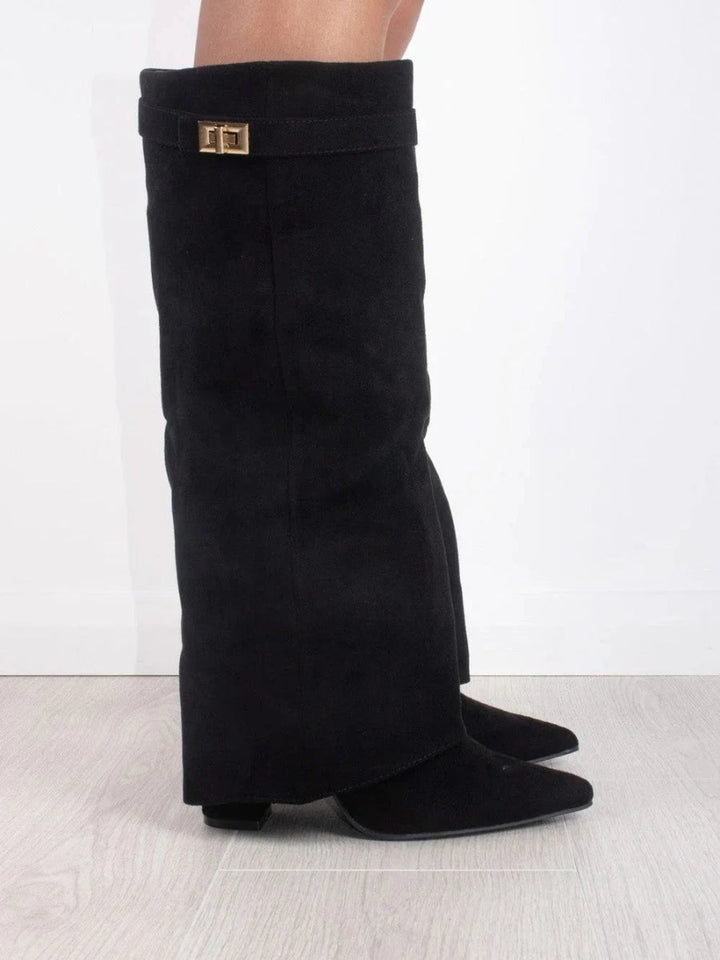 Damen Stiefel elegant mit Spitzkappe und Blockabsatz (2)