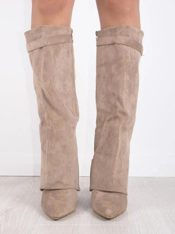 Damen Stiefel elegant mit Spitzkappe und Blockabsatz (7)