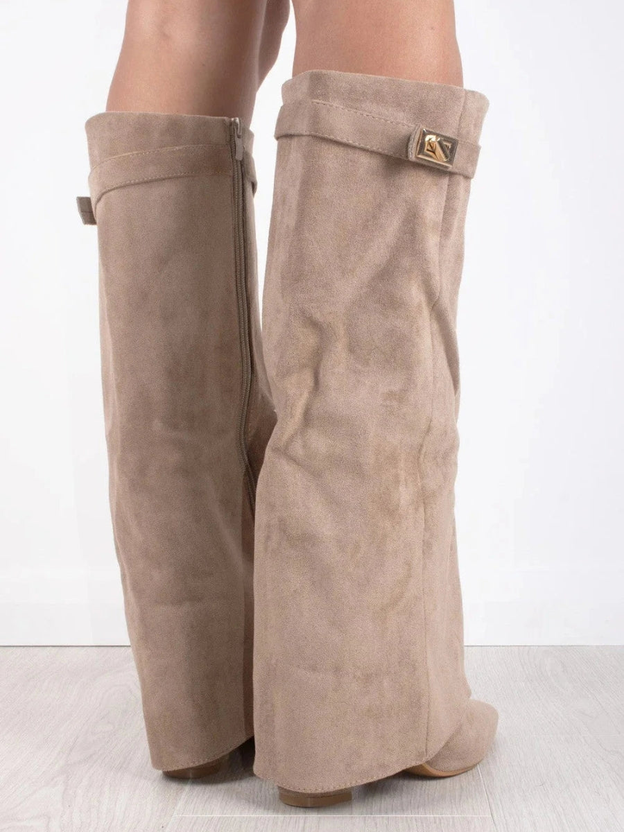 Damen Stiefel elegant mit Spitzkappe und Blockabsatz (8)
