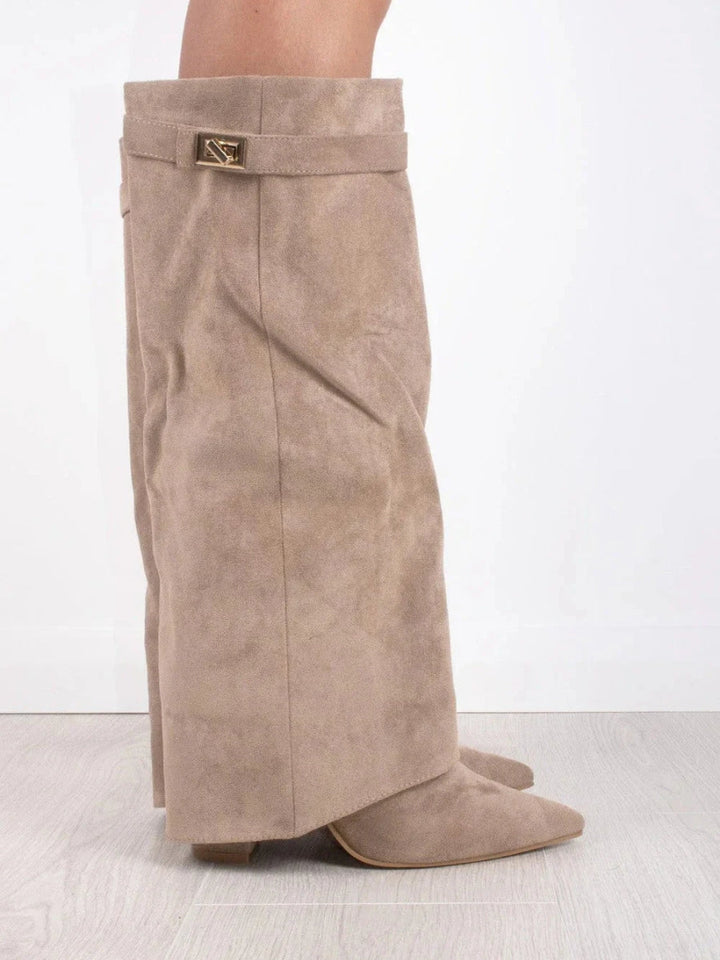 Damen Stiefel elegant mit Spitzkappe und Blockabsatz (9)