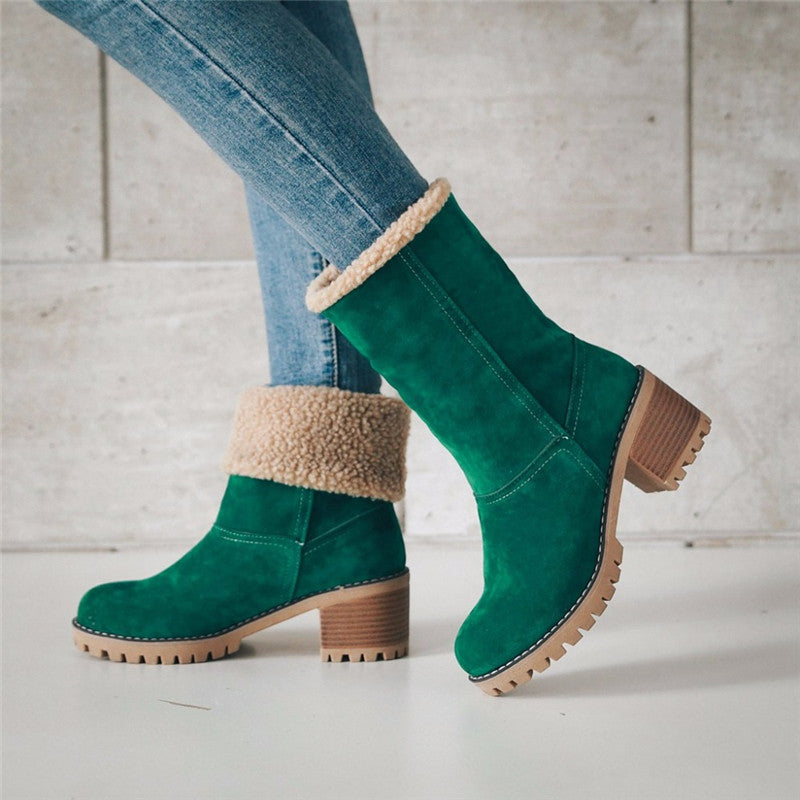 Damen Stiefel mit Fleecefütterung für Herbst in Grün