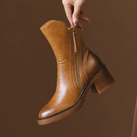 Ella | Damen Stiefeletten aus Leder mit Blockabsatz