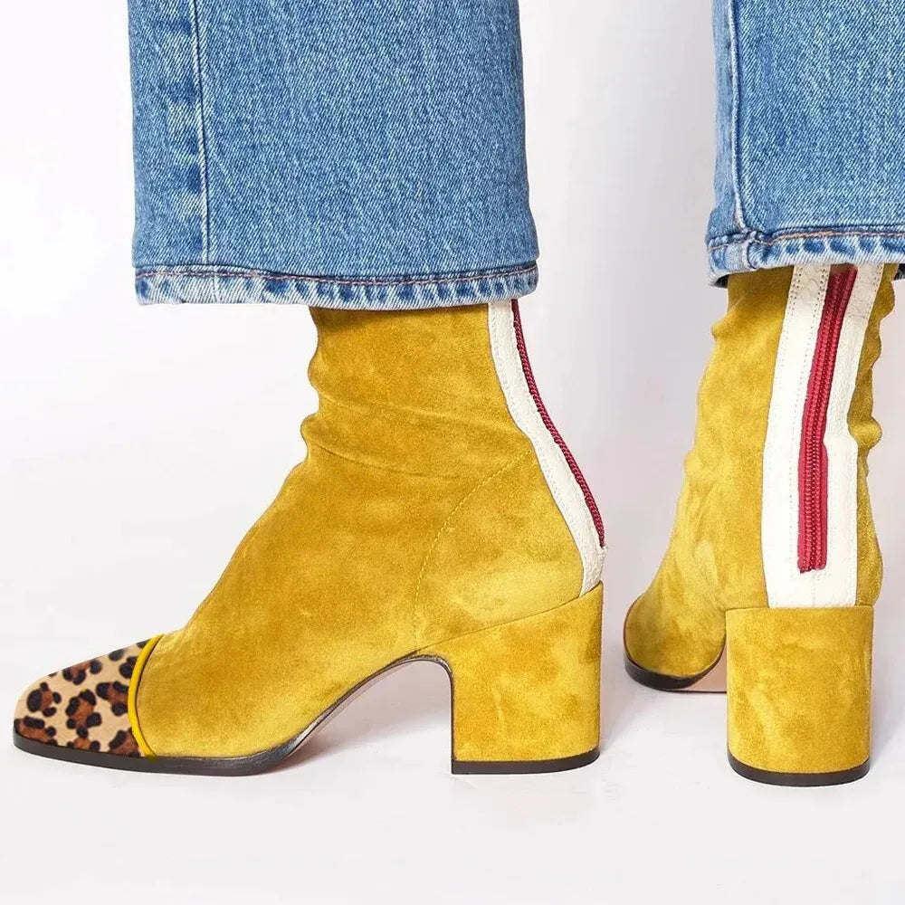 Damen Stiefeletten elegant für Büro und Freizeit in Gelb