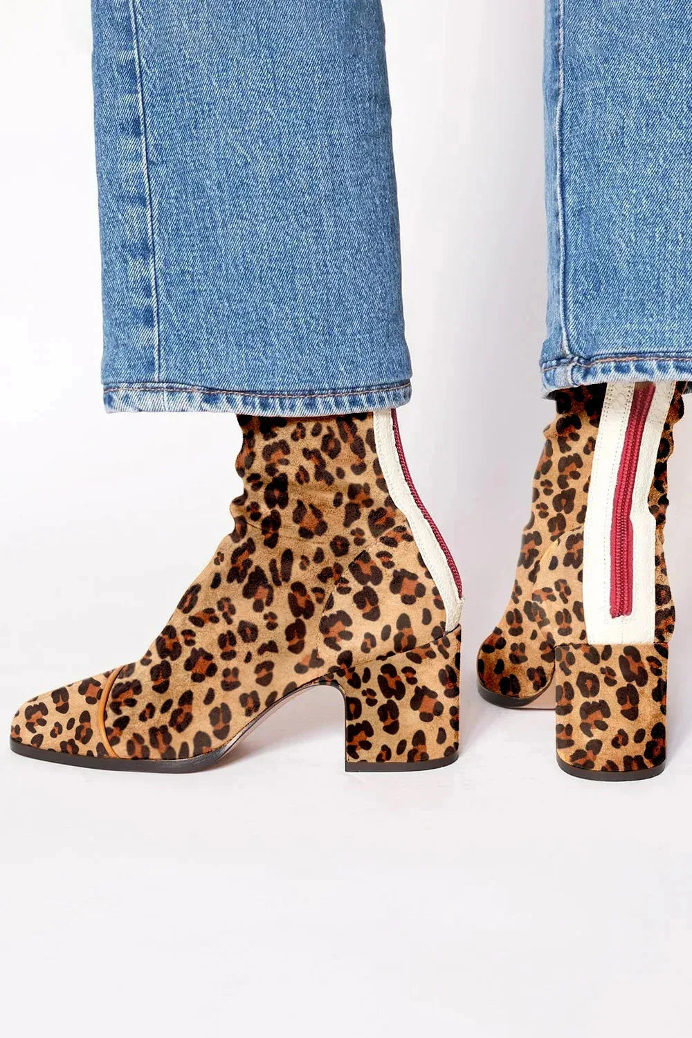 Damen Stiefeletten elegant für Büro und Freizeit in Leopardenmuster