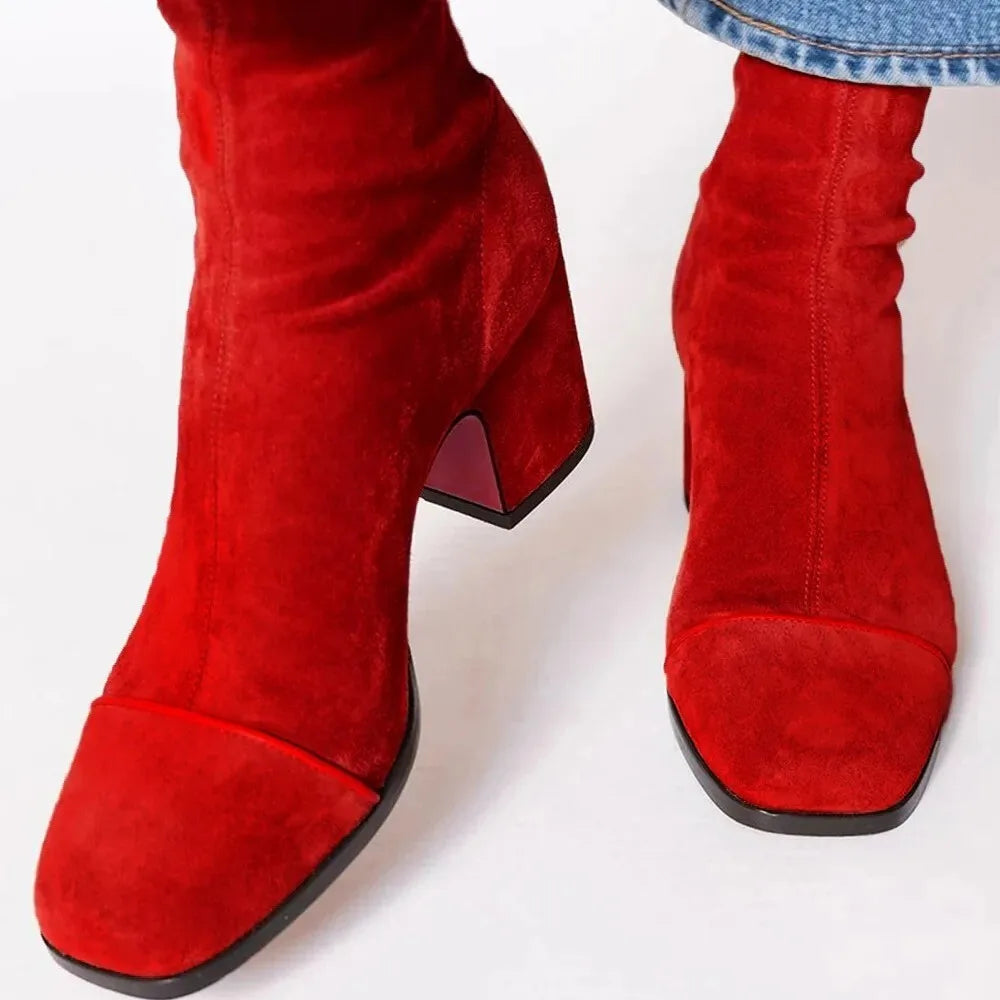 Damen Stiefeletten elegant für Büro und Freizeit in Rot