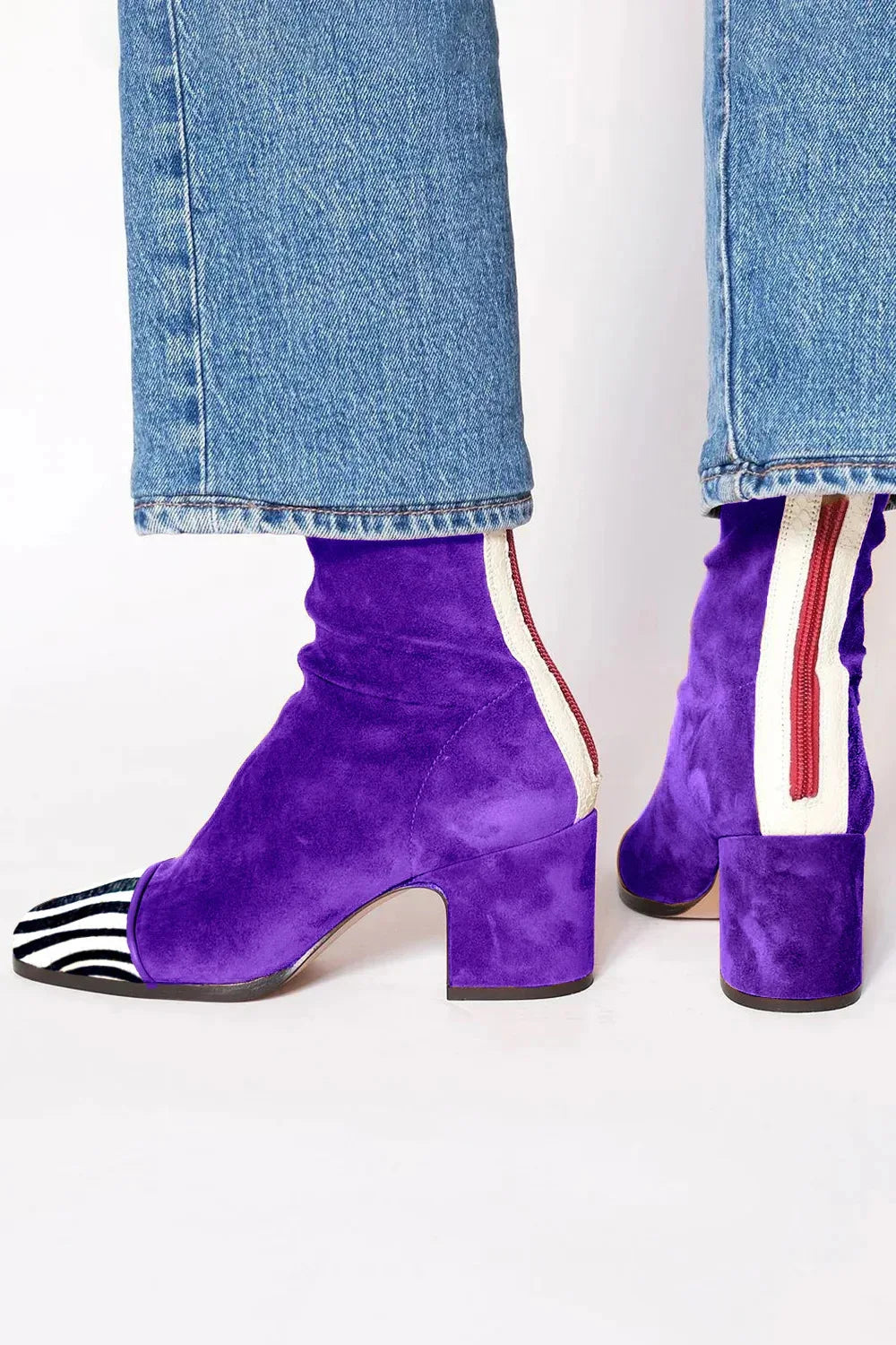 Damen Stiefeletten elegant für Büro und Freizeit in Violett