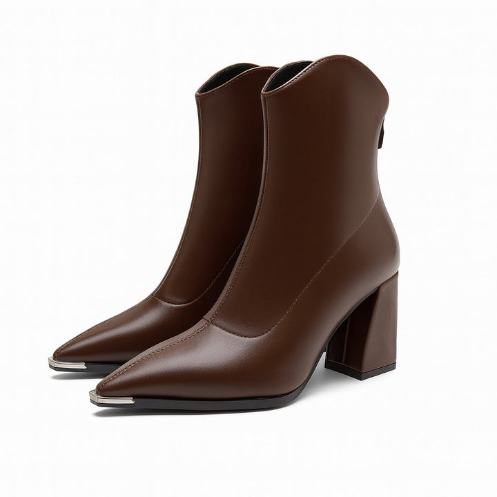 Damen Stiefeletten mit Absatz in elegantem Stil in Braun