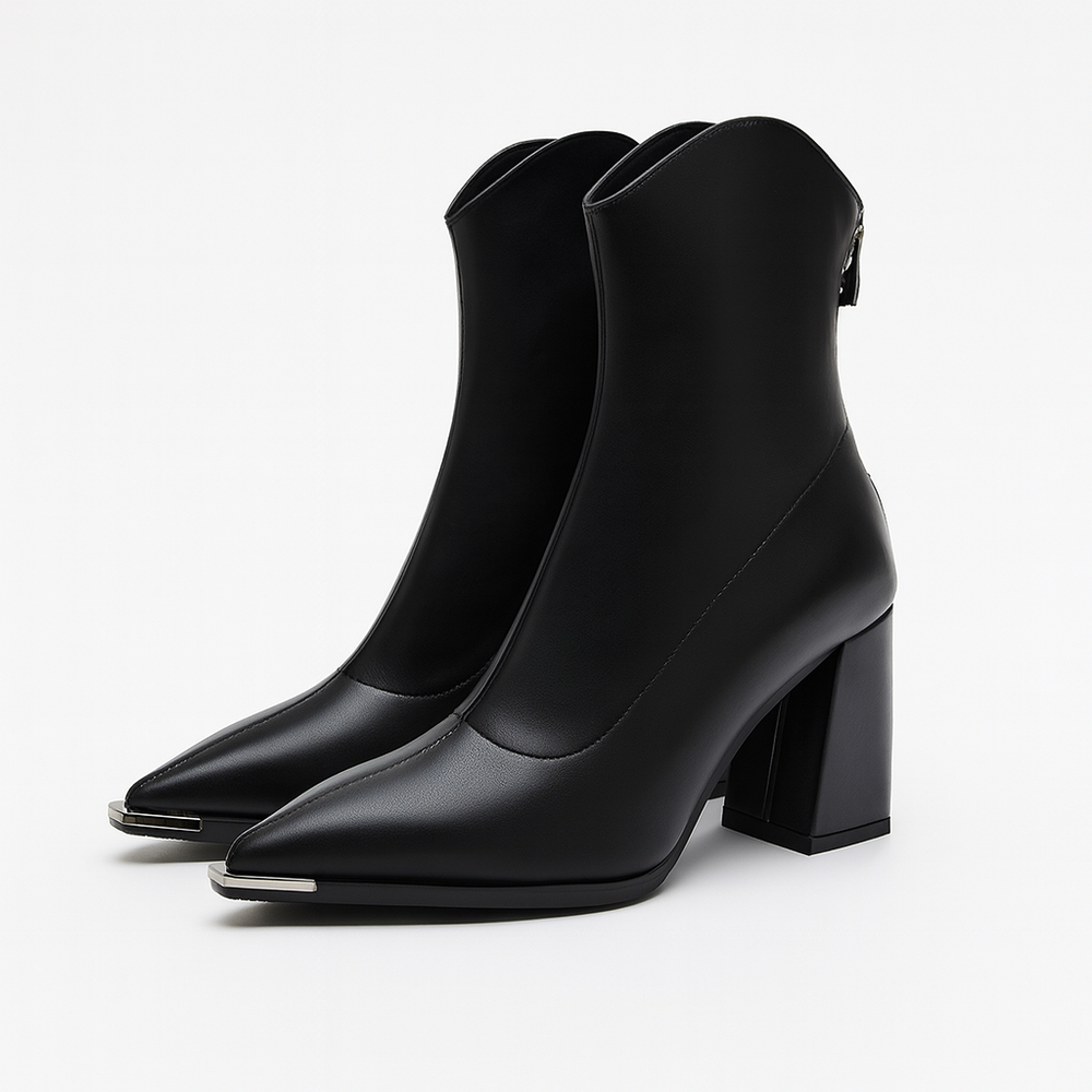 Damen Stiefeletten mit Absatz in elegantem Stil in Schwarz