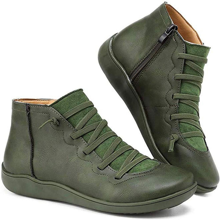 Damen Stiefeletten mit flexibler Komfortsohle für Herbst in Grün