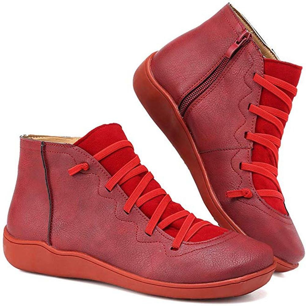 Damen Stiefeletten mit flexibler Komfortsohle für Herbst in Rot