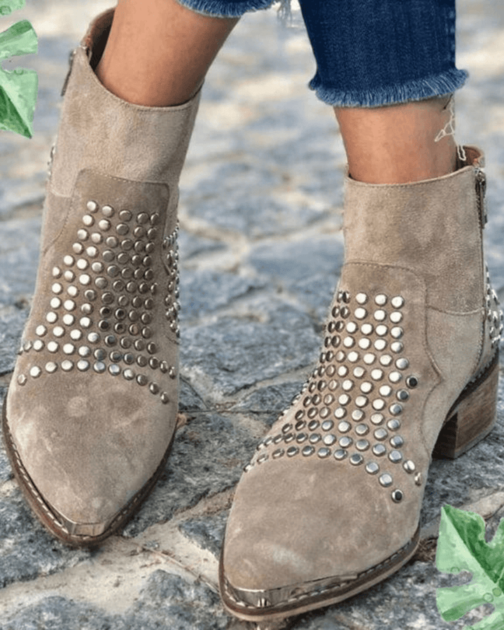 Damen Stiefeletten mit kantigen Nieten-Details