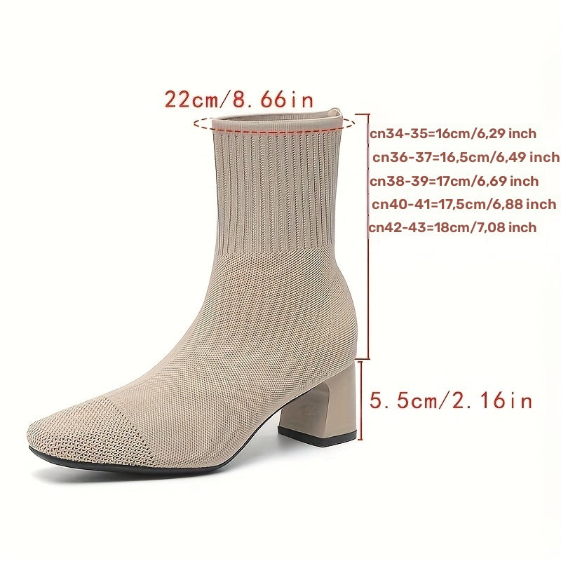 Damen Stiefeletten mit Strickschaft und Blockabsatz (15)