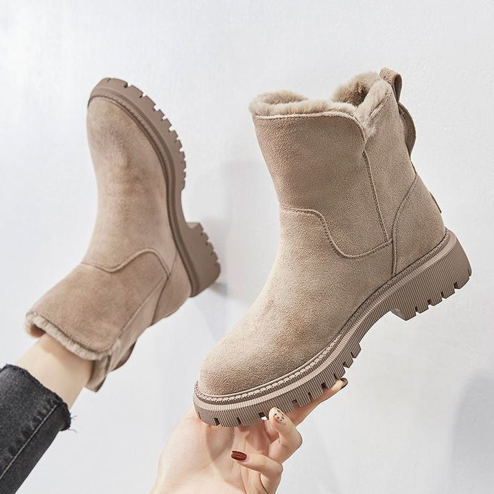 Damen Stiefeletten rutschfest und gefüttert in Beige 2
