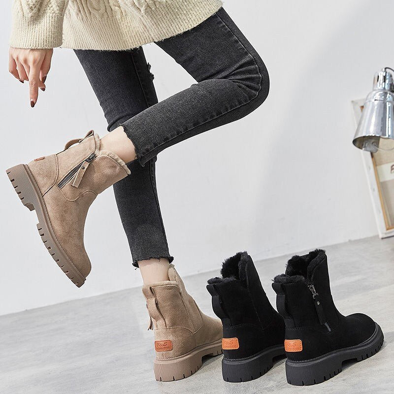 Damen Stiefeletten rutschfest und gefüttert in Beige 3