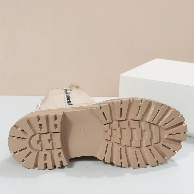 Damen Stiefeletten rutschfest und gefüttert in Beige 4