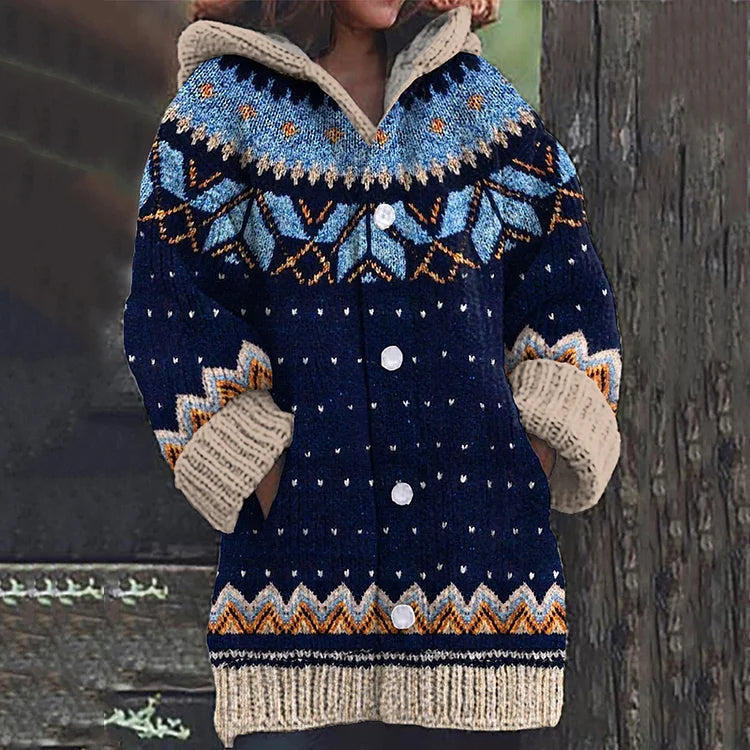 Damen Strickjacke aus nachhaltiger Wolle in Blau
