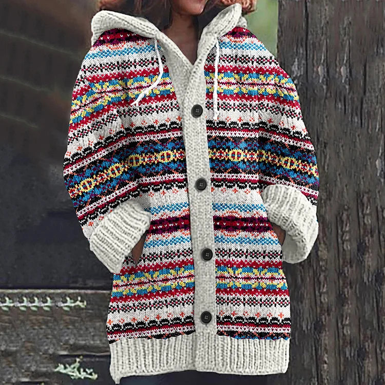 Damen Strickjacke aus nachhaltiger Wolle in Mehrfarbig