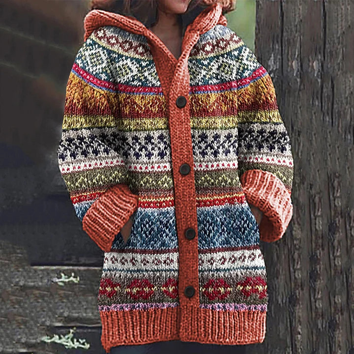 Damen Strickjacke aus nachhaltiger Wolle in Orange