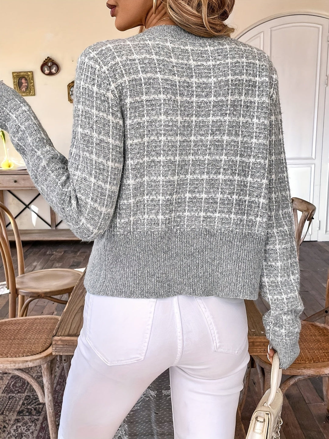 Damen Strickjacke aus Tweed im eleganten Kurz-Schnitt (9)