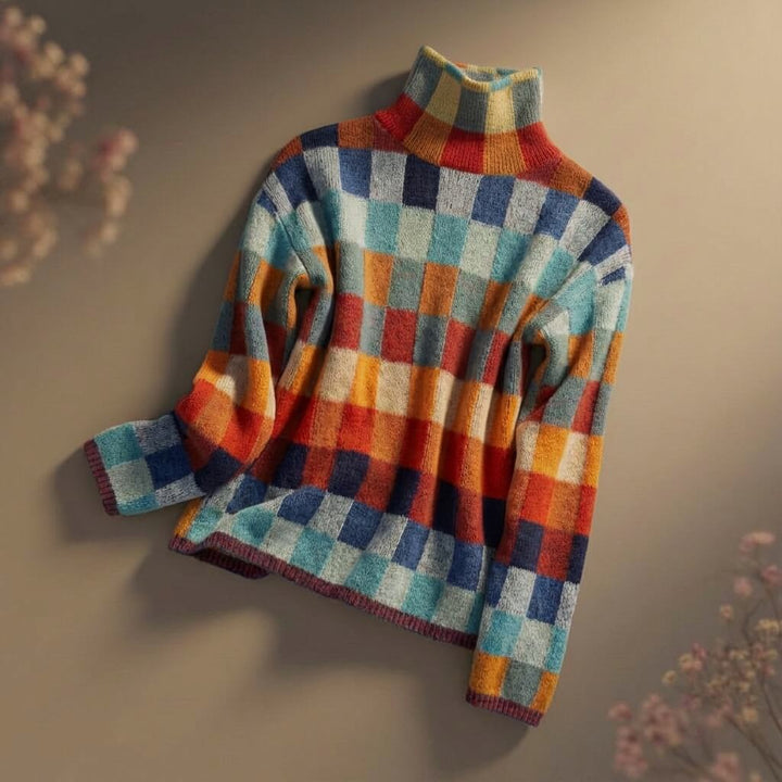 Damen Strickjacke im Karomuster aus Merino