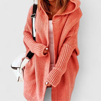 Pauline | Damen Strickjacke Knielang mit Kapuze