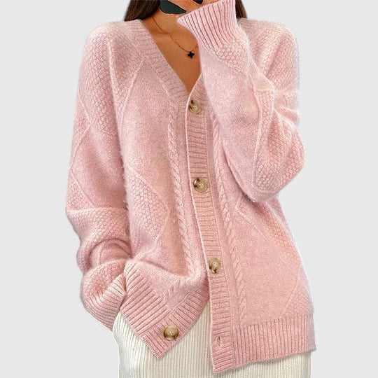 Damen Strickjacke kurz zum Überziehen in Rosa