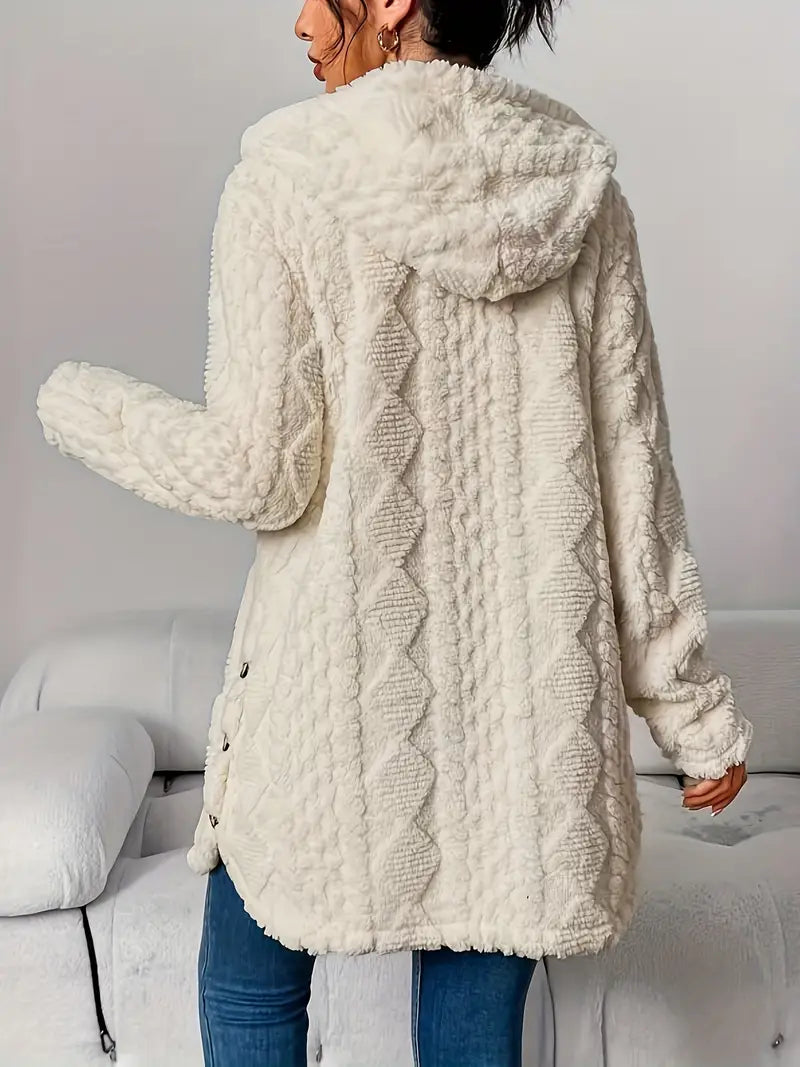 Damen Strickjacke Longline mit Kapuze (10)