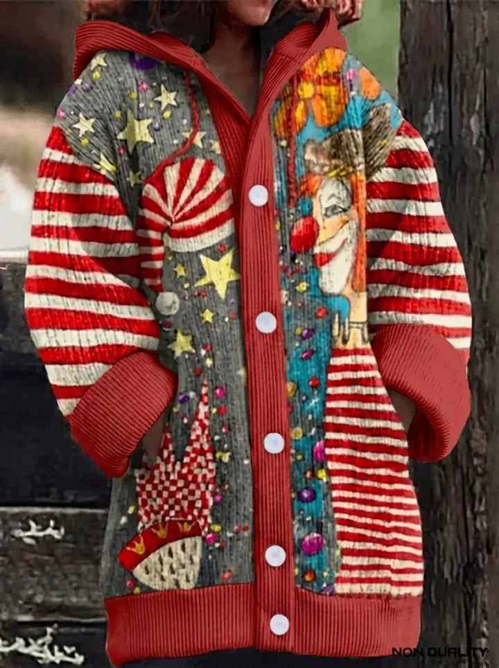 Damen Strickjacke mit Katzenmuster in Entwurf 2