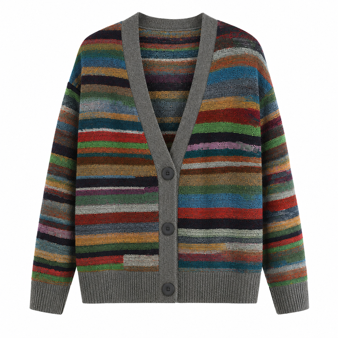 Damen Strickjacke mit Streifen für Herbst (3)