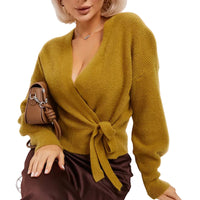 Leni | Damen Strickjacke mit Wickelstil und Bindegürtel