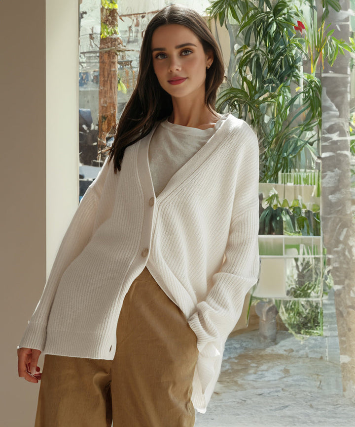 Damen Strickjacke Oversized mit Knopfleiste für Herbst (14)