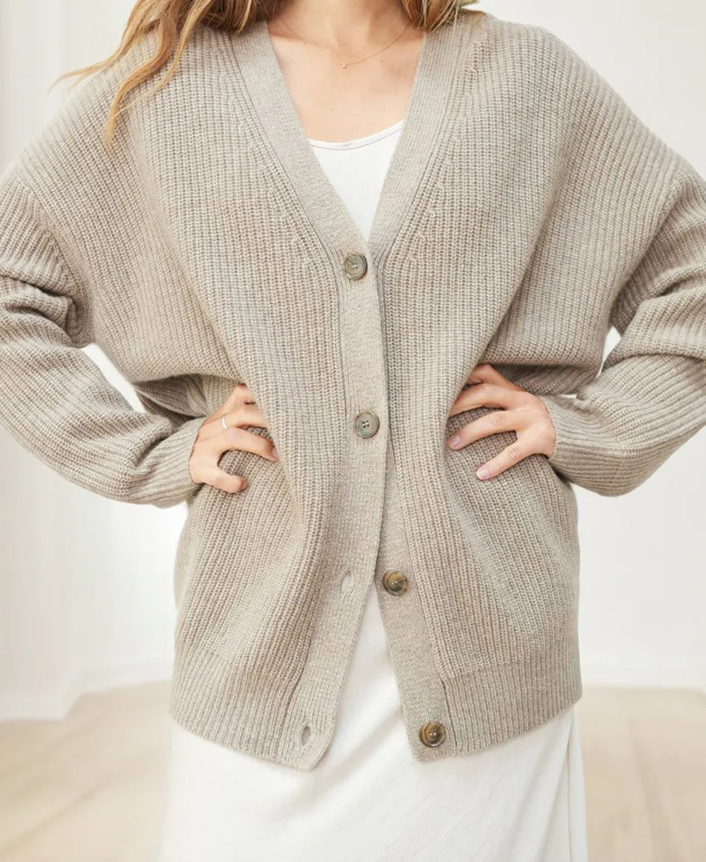 Damen Strickjacke Oversized mit Knopfleiste für Herbst (2)