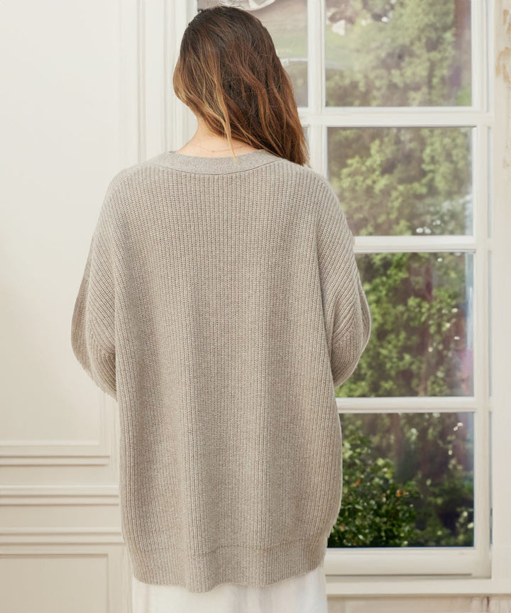 Damen Strickjacke Oversized mit Knopfleiste für Herbst (3)