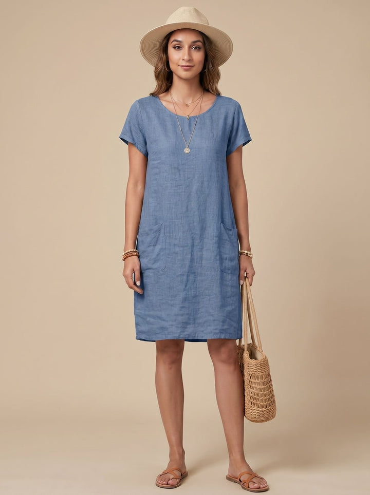 Damen Strickkleid für Sommer in Mini in Blau