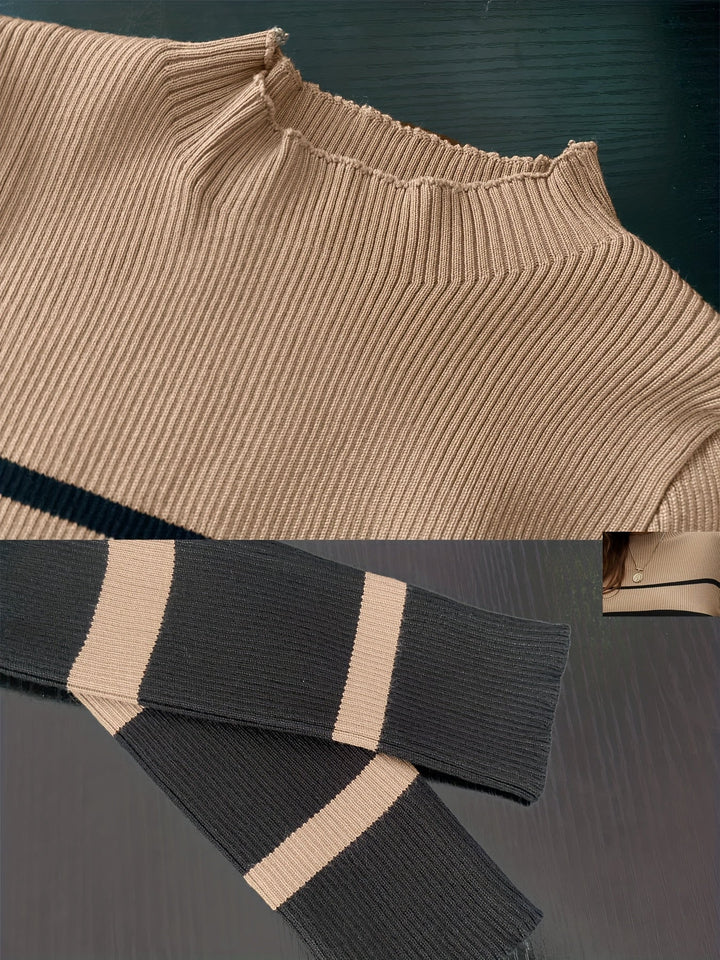 Damen Strickkleid gestreift für festliche Abende (5)