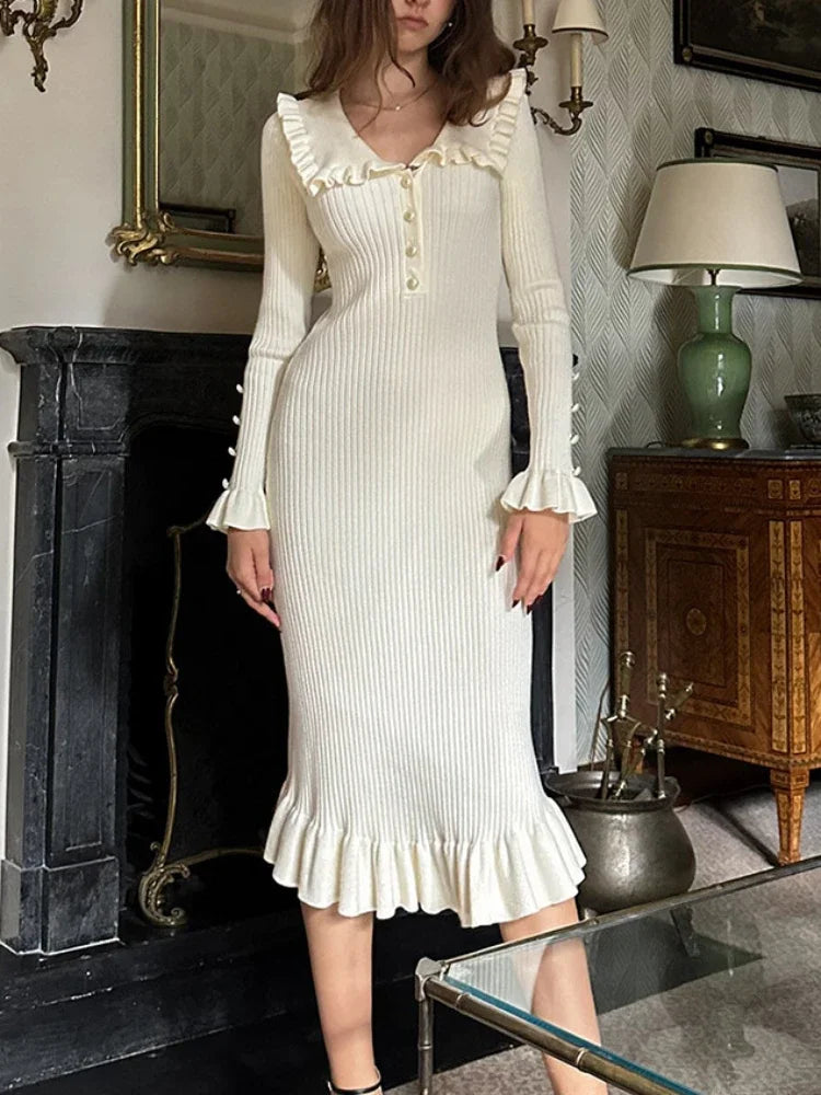 Damen Strickkleid im Vintage-Stil für Herbst