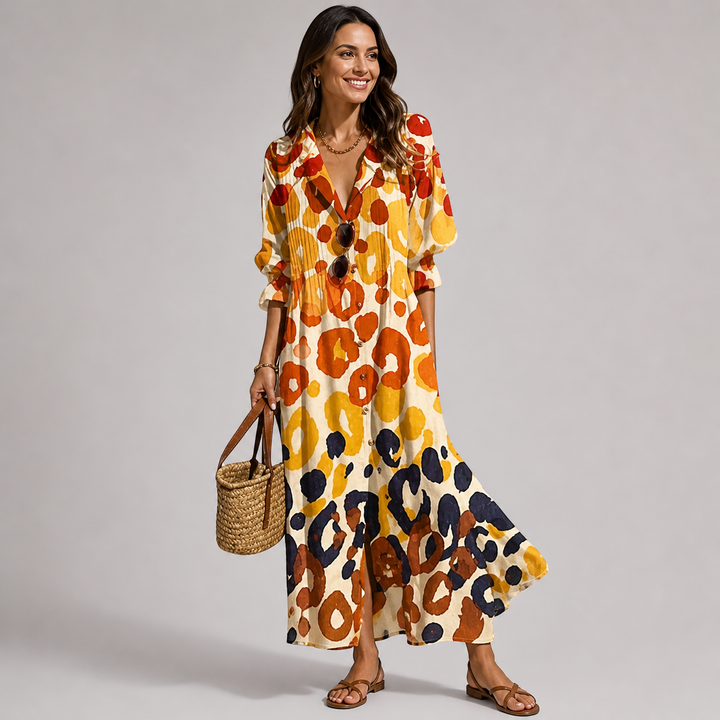 Damen Strickkleid in Maxilänge für Sommer in Gelb