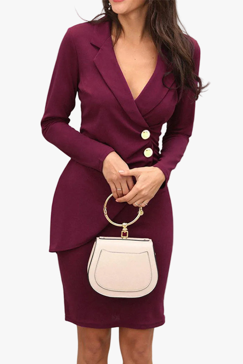 Damen Strickkleid Midi für Business in Bordeaux