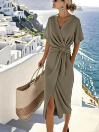 Charlotte | Damen Strickkleid Midilänge im Wickelstil