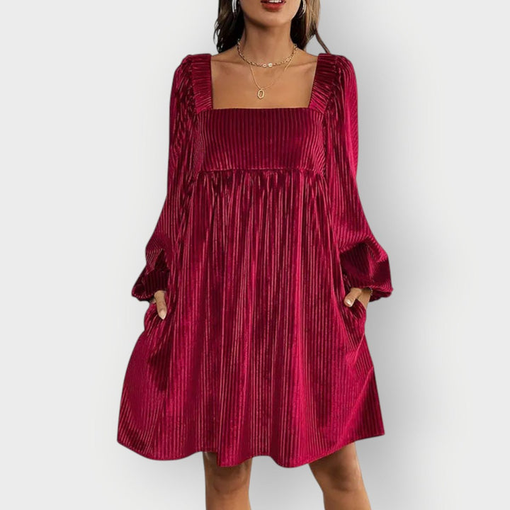 Damen Strickkleid Mini Plissiert für Feste (4)
