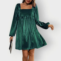 Frieda | Damen Strickkleid Mini Plissiert für Feste